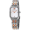 Emporio Armani Gianni T Bar Mother of Pearl Dial Two Tone Steel Strap Watch For Women - AR11146
