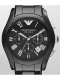 Emporio Armani Valente Chronograph Ceramic Black Dial Black Steel Strap Watch For Men - AR1400