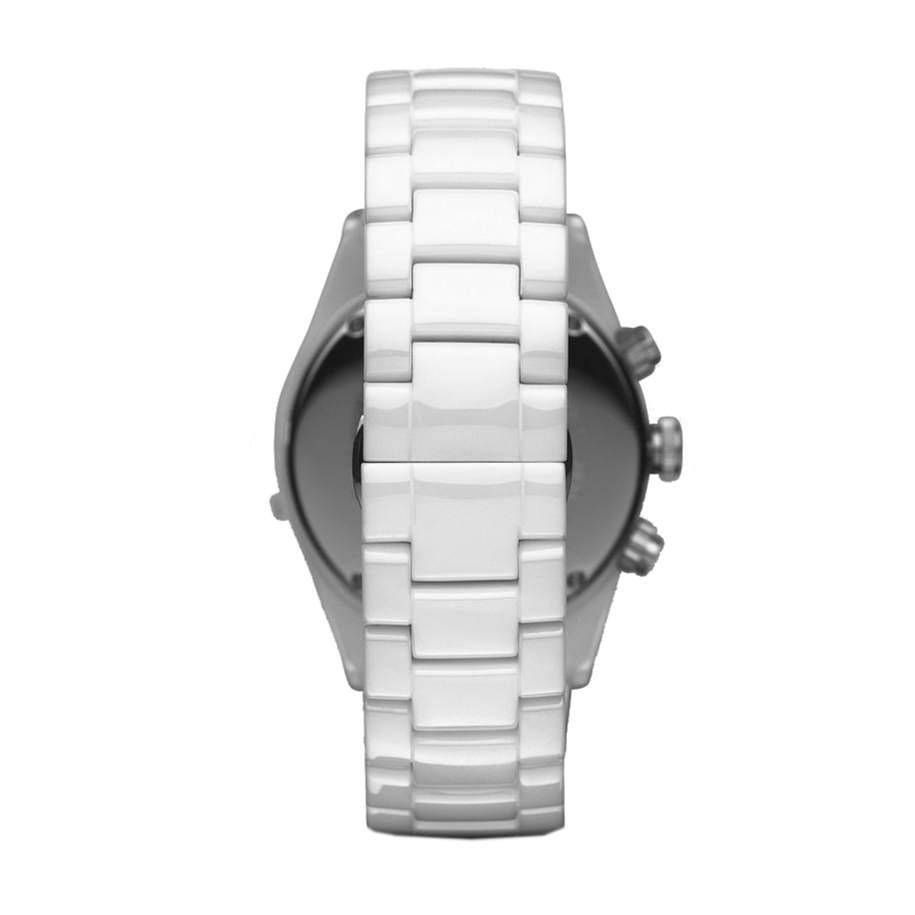 Emporio Armani Ceramic Chronograph White Dial White Ceramic Strap Watch For Men - AR1424
