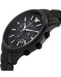 Emporio Armani Ceramica Chronograph Black Dial Black Steel Strap Watch For Men - AR1451