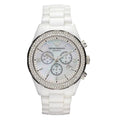 Emporio Armani Ceramica Chronograph White Dial White Ceramic Strap Watch For Women - AR1456