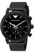 Emporio Armani Sport Chronograph Black Dial Black Mesh Bracelet Watch For Men - AR1968