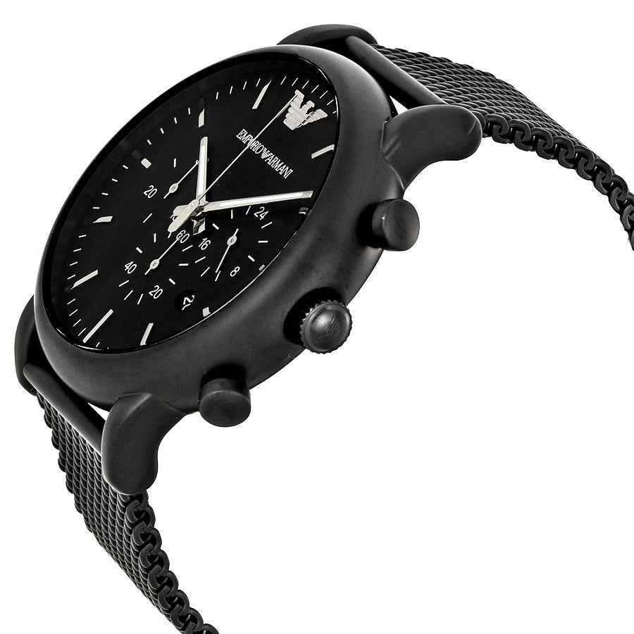 Emporio Armani Sport Chronograph Black Dial Black Mesh Bracelet Watch For Men - AR1968