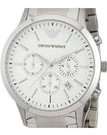 Emporio Armani Renato Chronograph Cream Dial Silver Steel Strap Watch For Men - AR2458