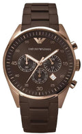 Emporio Armani Sportivo Chronograph Brown Dial Brown Silicone Strap Watch For Men - AR5891