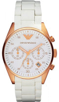 Emporio Armani Sportivo Silver Dial White Silicone Strap Watch For Women - AR5920