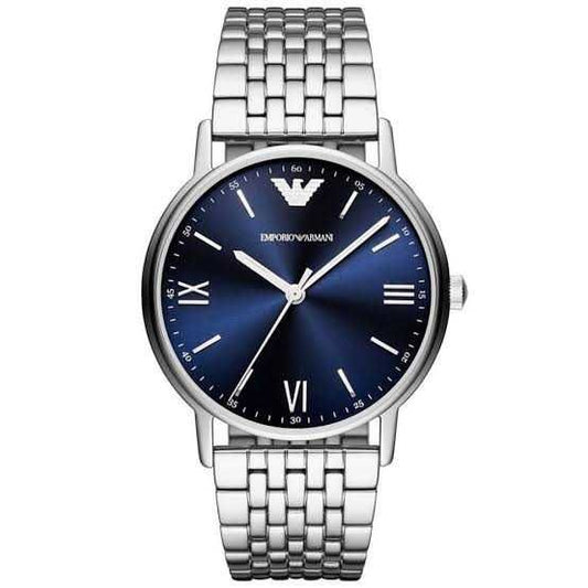 Emporio Armani Kappa Quartz Blue Dial Silver Steel Strap Watch For Men - AR80010