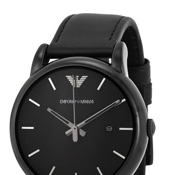 Emporio Armani Luigi Black Dial Black Leather Strap Watch For Men - AR1732