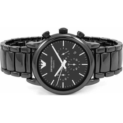 Emporio Armani Luigi Chronograph Black Dial Black Steel Strap Watch For Men - AR1507