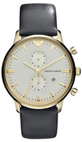 Emporio Armani Gianni Beige Dial Grey Leather Strap Watch For Men - AR0386