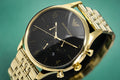 Emporio Armani Classic Chronograph Black Dial Gold Steel Strap Watch For Men - AR1893