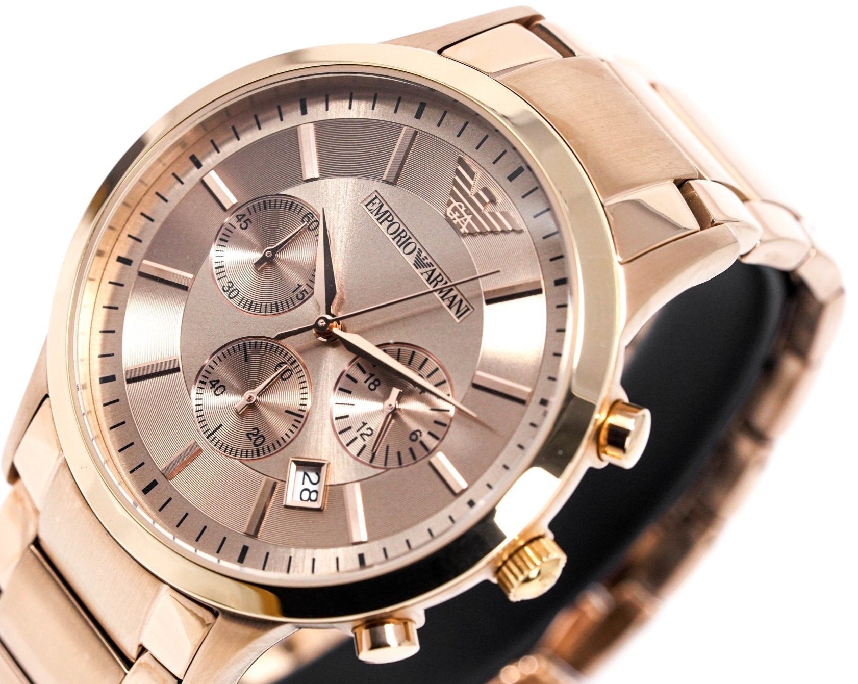 Emporio Armani Classic Chronograph Rose Gold Dial Rose Gold Steel Strap Watch For Men - AR2452