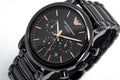 Emporio Armani Luigi Ceramic Chronograph Black Dial Black Steel Strap Watch For Men - AR1509