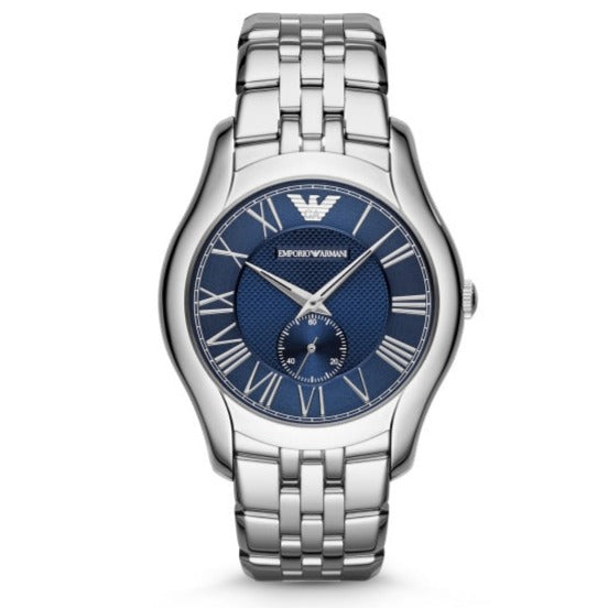 Emporio Armani Valente Chronograph Blue Dial Silver Steel Strap Watch For Men - AR1789