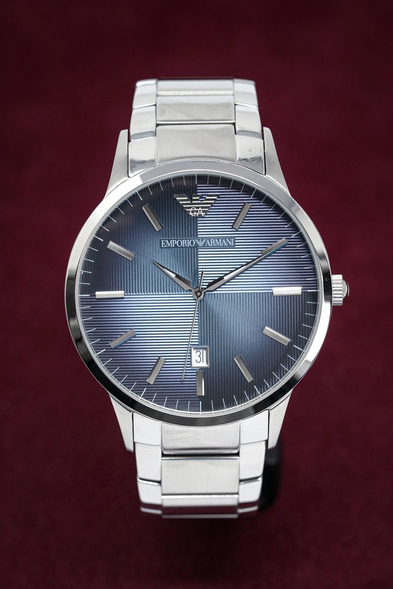 Emporio Armani Renato Blue Dial Silver Steel Strap Watch For Men - AR2472