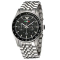 Emporio Armani Tazio Chronograph Team Italia Black Dial Silver Steel Strap Watch For Men - AR5983