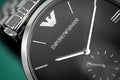 Emporio Armani Retro Black Dial Silver Steel Strap Watch For Men - AR1676