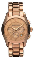 Emporio Armani Valente Chronograph Rose Gold Dial Rose Gold Steel Strap Watch For Men - AR0365