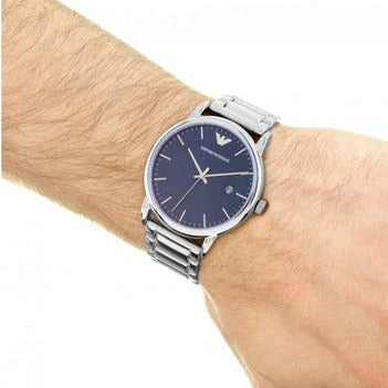 Emporio Armani Luigi Blue Dial Silver Steel Strap Watch For Men - AR11089