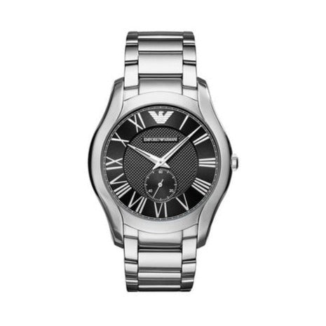 Emporio Armani Valente Quartz Black Dial Silver Steel Strap Watch For Men - AR11086