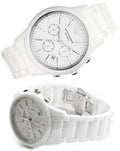 Emporio Armani Ceramica Chronograph White Dial White Steel Strap Watch For Men - AR1453