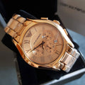 Emporio Armani Valente Chronograph Rose Gold Dial Rose Gold Steel Strap Watch For Men - AR0365