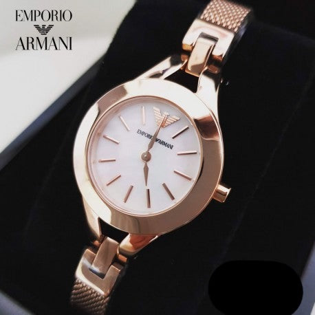 Emporio Armani Chiara Analog White Dial Rose Gold Steel Strap Watch For Women - AR7329