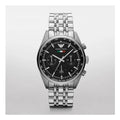 Emporio Armani Sportivo Chronograph Black Dial Silver Steel Strap Watch For Men - AR5984