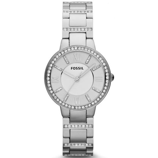 Fossil Virginia Silver Dial Silver Steel Strap Watch for Women - ES3282