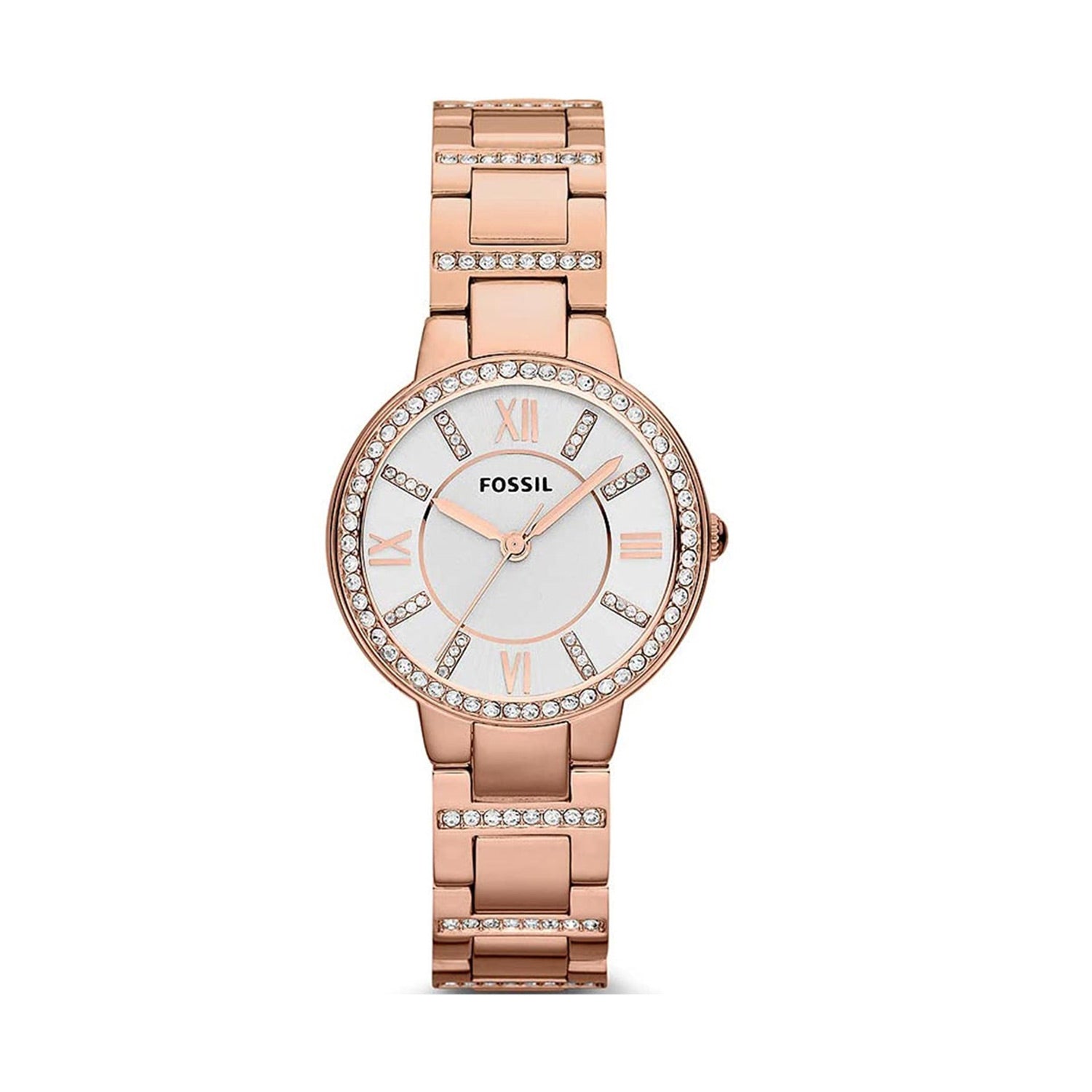 Fossil Virginia White Dial Rose Gold Steel Strap Watch for Women - ES3284