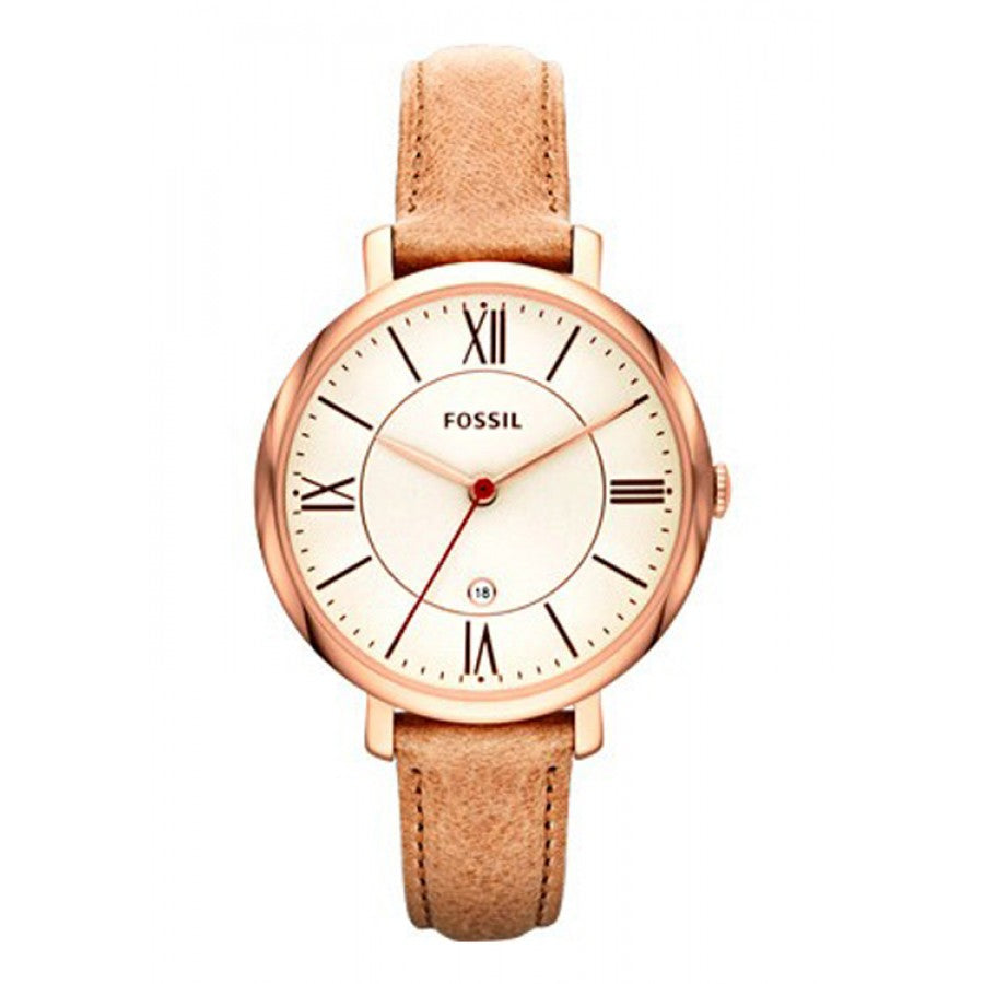 Fossil Jacqueline White Dial Sand Leather Strap Watch for Women - ES3487