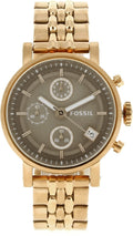 Fossil Boyfriend Chronograph Brown Dial Rose Gold Steel Strap Watch for Women - ES3494