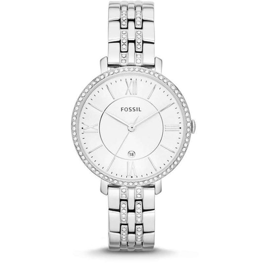 Fossil Jacqueline White Dial Silver Steel Strap Watch for Women - ES3545