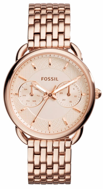 Fossil Tailor Rose Gold Dial Rose Gold Steel Strap Watch for Women - ES3713