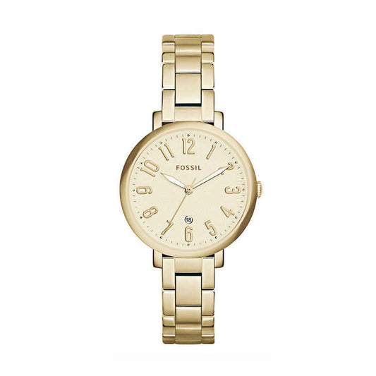 Fossil Jacqueline Gold Dial Gold Steel Strap Watch for Women - ES3971