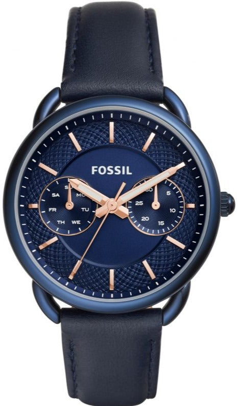 Fossil Tailor Blue Dial Blue Leather Strap Watch for Women - ES4092