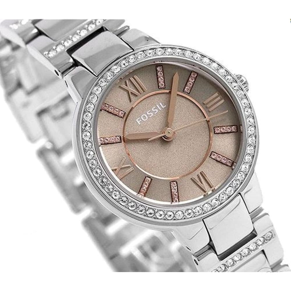 Fossil Virginia Taupe Dial Silver Steel Strap Watch for Women - ES4147