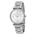 Fossil Carlie Silver Dial Silver Steel Strap Watch for Women - ES4341