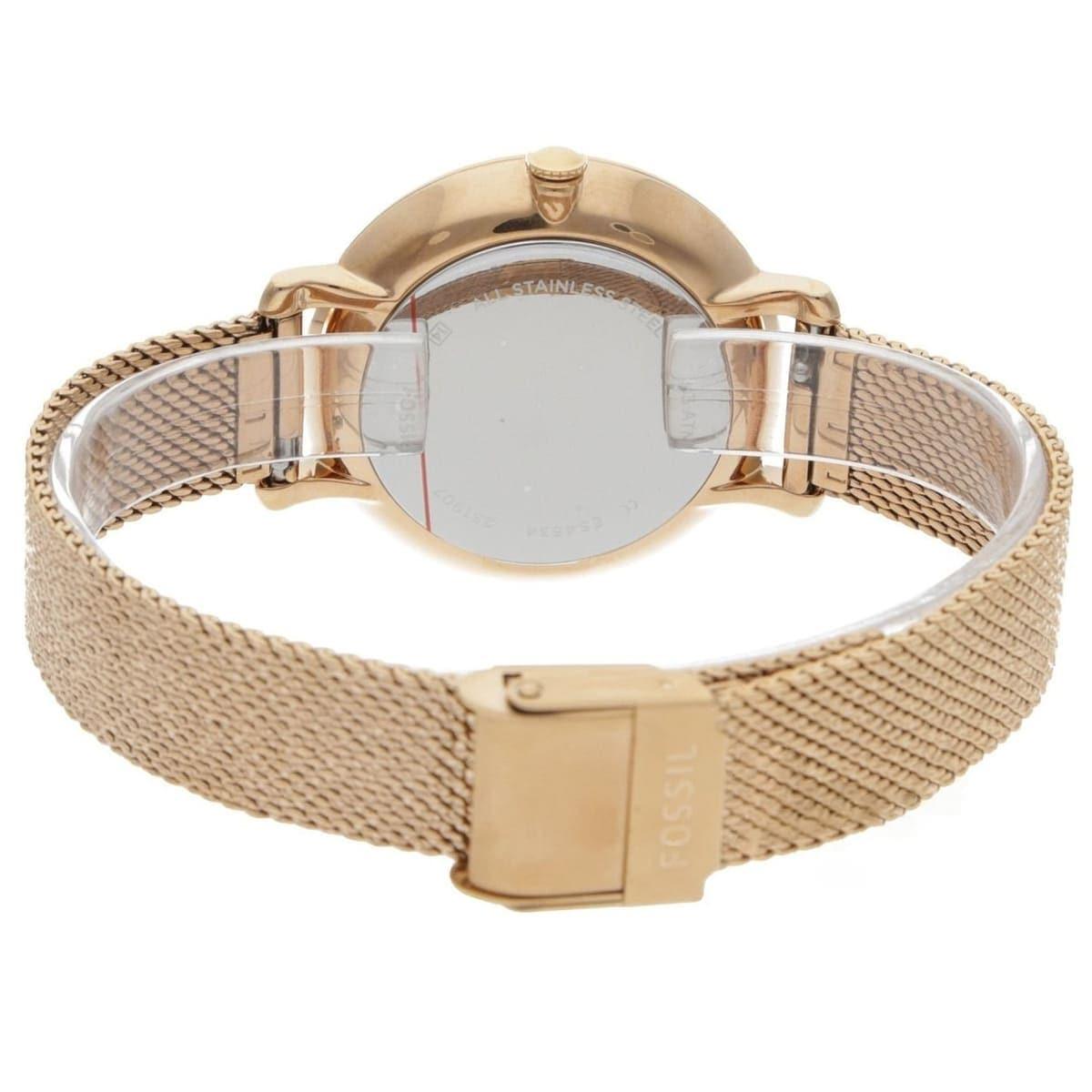 Fossil Jacqueline White Dial Rose Gold Mesh Bracelet Watch for Women - ES4534