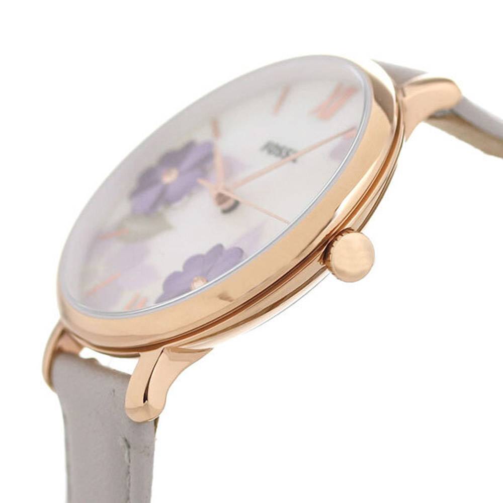 Fossil Jacqueline Mother of Pearl Dial White Leather Strap Watch for Women - ES4672