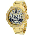 Michael Kors Wren Chronograph Crystal Pave Gold Dial Gold Steel Strap Watch for Women - MK6095