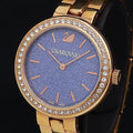 Swarovski Daytime Crystals Blue Dial Rose Gold Steel Strap Watch for Women - 5182277