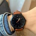 Fossil The Minimalist Black Dial Brown Leather Strap Watch for Men - FS5305