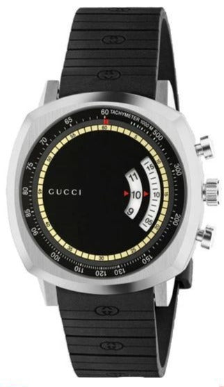 Gucci Grip Chronograph Quartz Black Dial Black Rubber Strap Watch For Men - YA157301