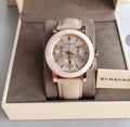 Burberry City Chronograph White Dial White Leather Strap Watch For Women - BU9701