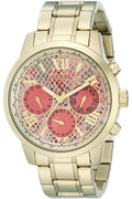 Guess Mini Sunrise Quartz Analog Orange Dial Gold Steel Strap Watch For Women - W0448L7