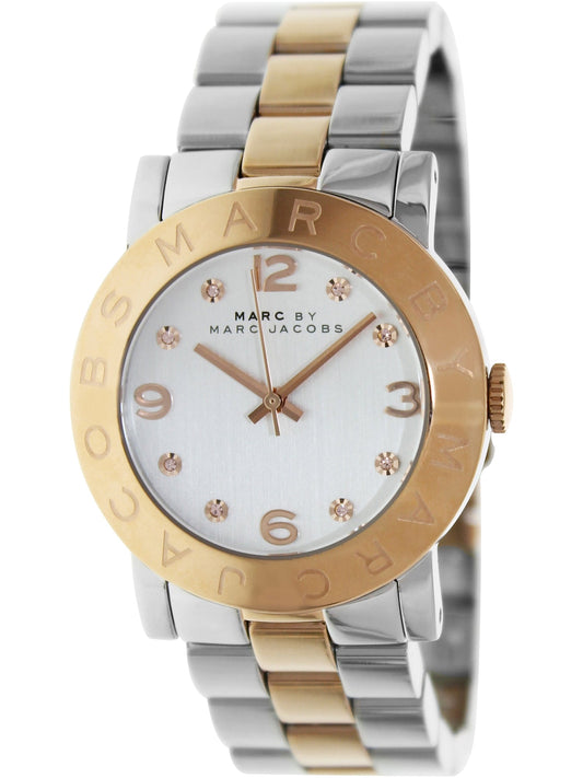 Marc Jacobs Amy Silver Dial Two Tone Stainless Steel Strap Watch for Women - MBM3194