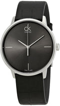 Calvin Klein Accent Black Dial Black Leather Strap Watch for Men - K2Y2X1C3