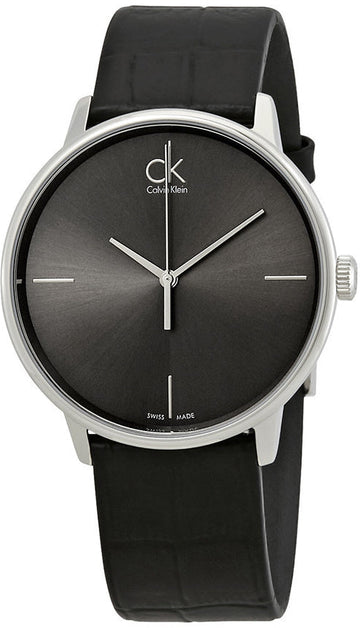 Calvin Klein Accent Black Dial Black Leather Strap Watch for Men - K2Y2X1C3