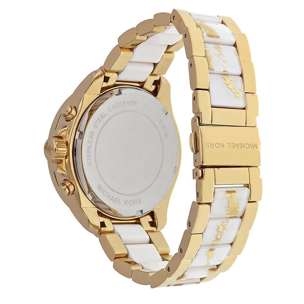 Michael Kors Wren Gold Diamonds Dial Two Tone Steel Strap Watch for Women - MK6157